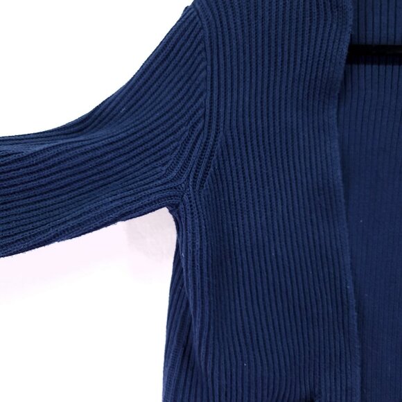 Madewell Nolan Cardigan Women's *Medium Open Front Navy Blue Ribbed Knit Sweater - Picture 8 of 12